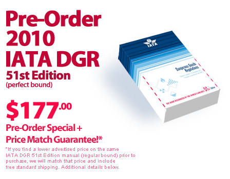 Pre-Order IATA DGR 51st Edition 2010 + Price Match Guarantee