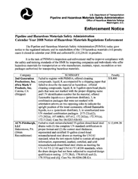 PHMSA Enforcement Notice 2008